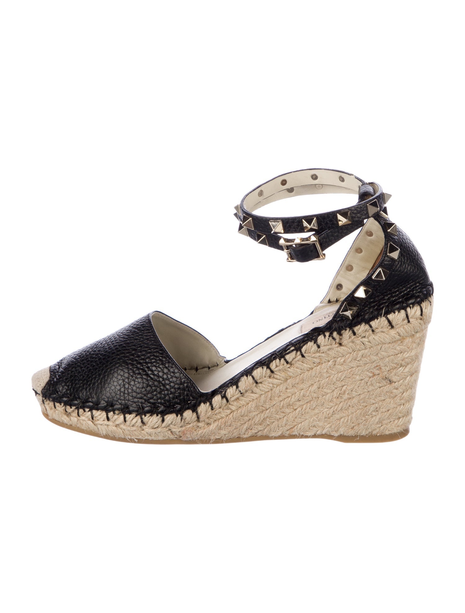 Valentino Rockstud Accents Leather Espadrilles