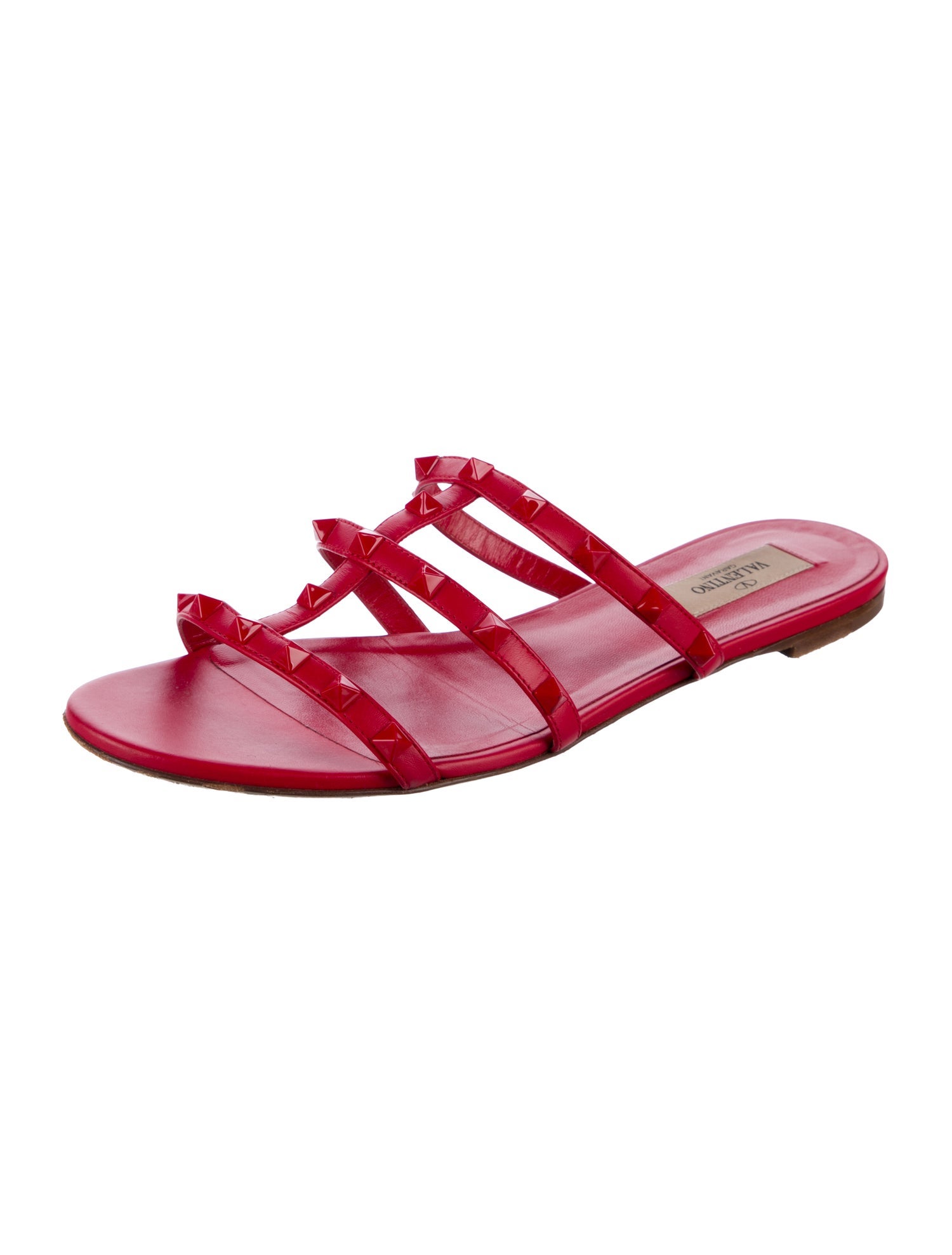 Valentino Rockstud Accents Leather Slides