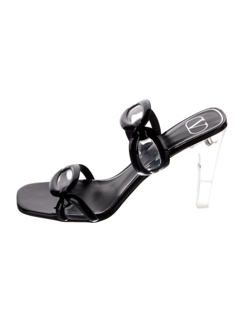 Valentino PVC Leather Trim Embellishment Slides