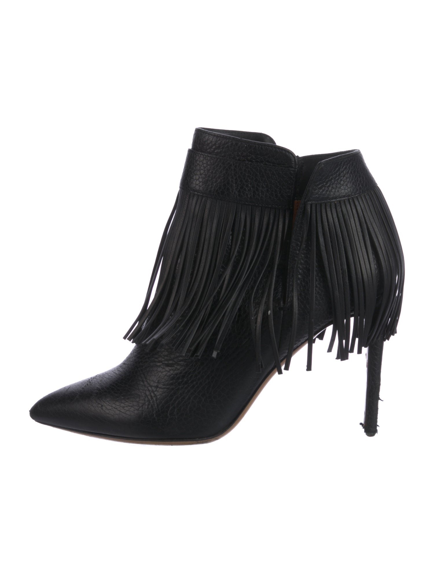 Valentino Leather Fringe Trim Accent Boots