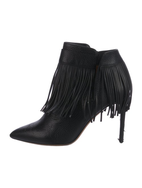 Valentino Leather Fringe Trim Accent Boots