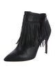 Valentino Leather Fringe Trim Accent Boots
