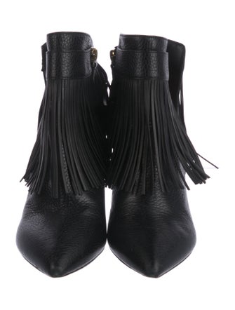Valentino Leather Fringe Trim Accent Boots