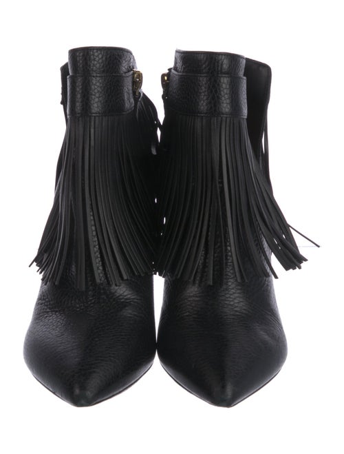 Valentino Leather Fringe Trim Accent Boots