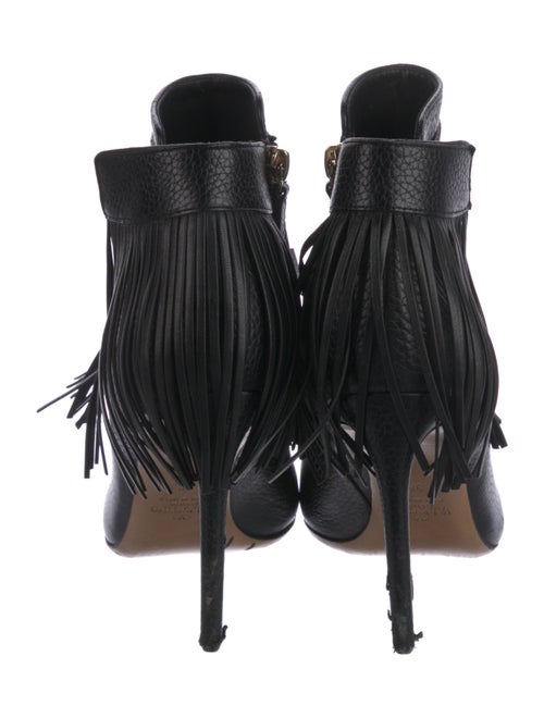 Valentino Leather Fringe Trim Accent Boots