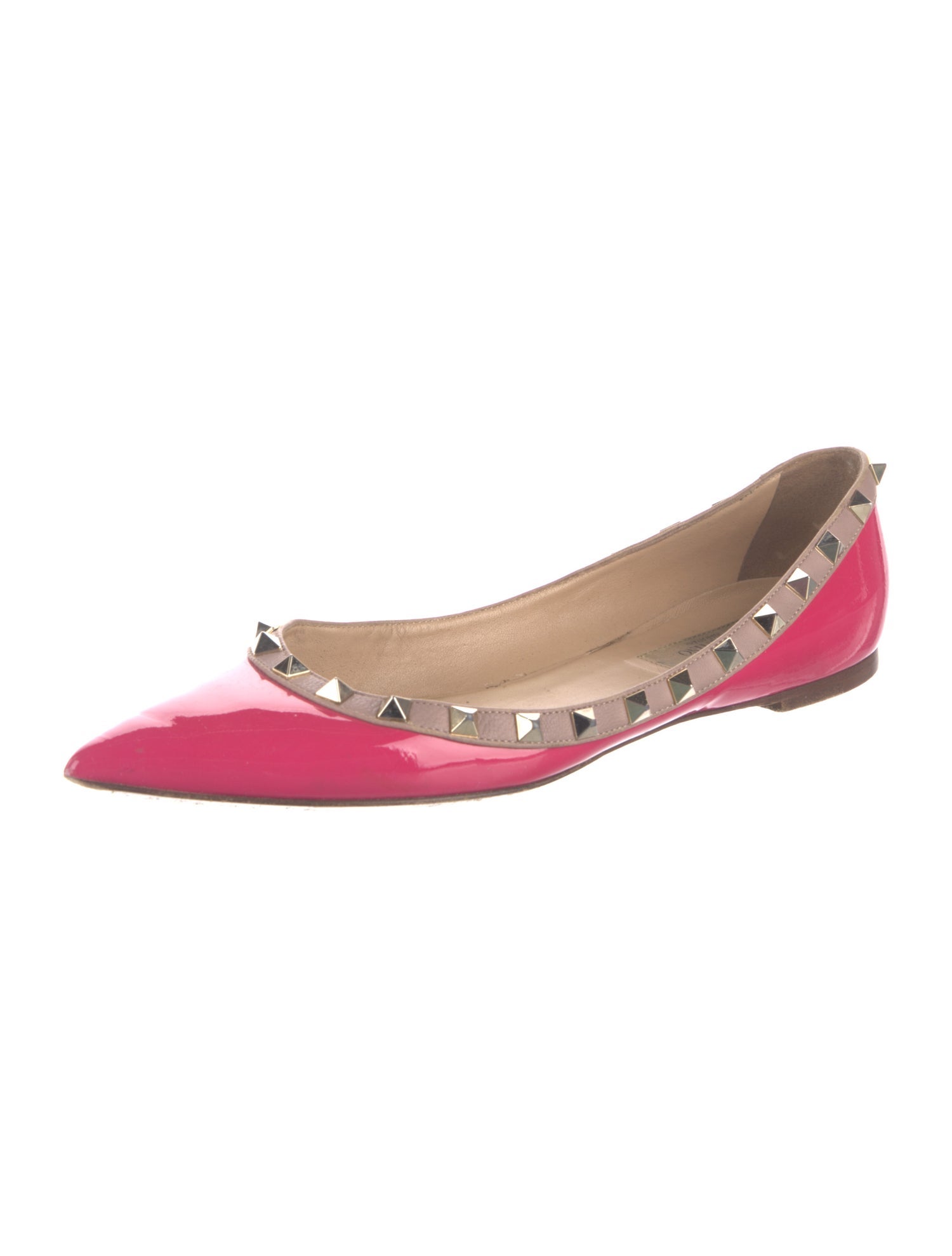 Valentino Rockstud Accents Patent Leather Flats