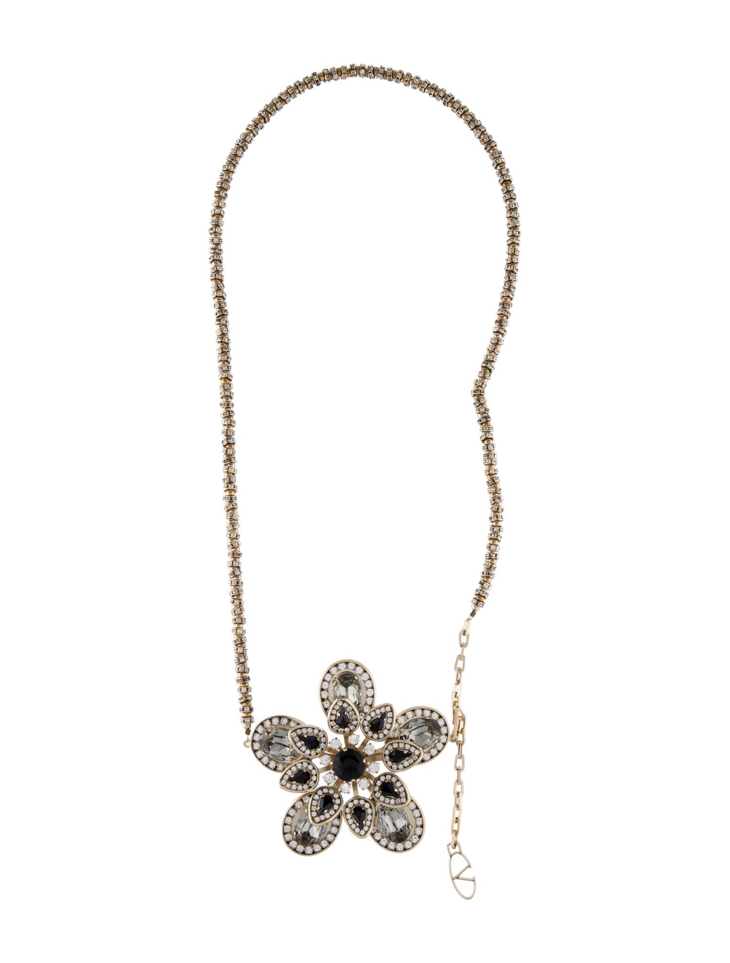 Valentino Crystal Flower Pendant Necklace