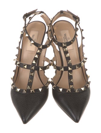 Valentino Rockstud Accents Leather T-Strap Pumps