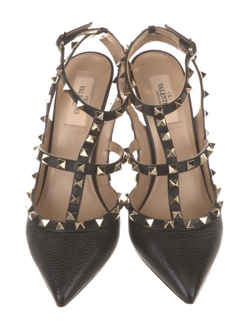 Valentino Rockstud Accents Leather T-Strap Pumps