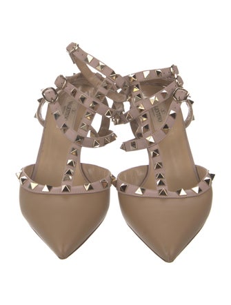 Valentino Rockstud Accents Patent Leather T-Strap Pumps