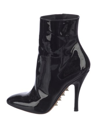 Valentino Rockstud Accents Patent Leather Sock Boots