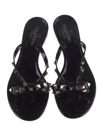 Valentino Rockstud Accents Rubber Slides
