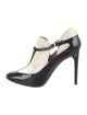 Valentino Patent Leather Colorblock Pattern T-Strap Pumps