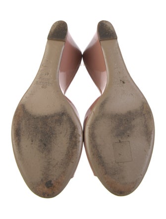 Valentino Patent Leather Bow Accents Slides