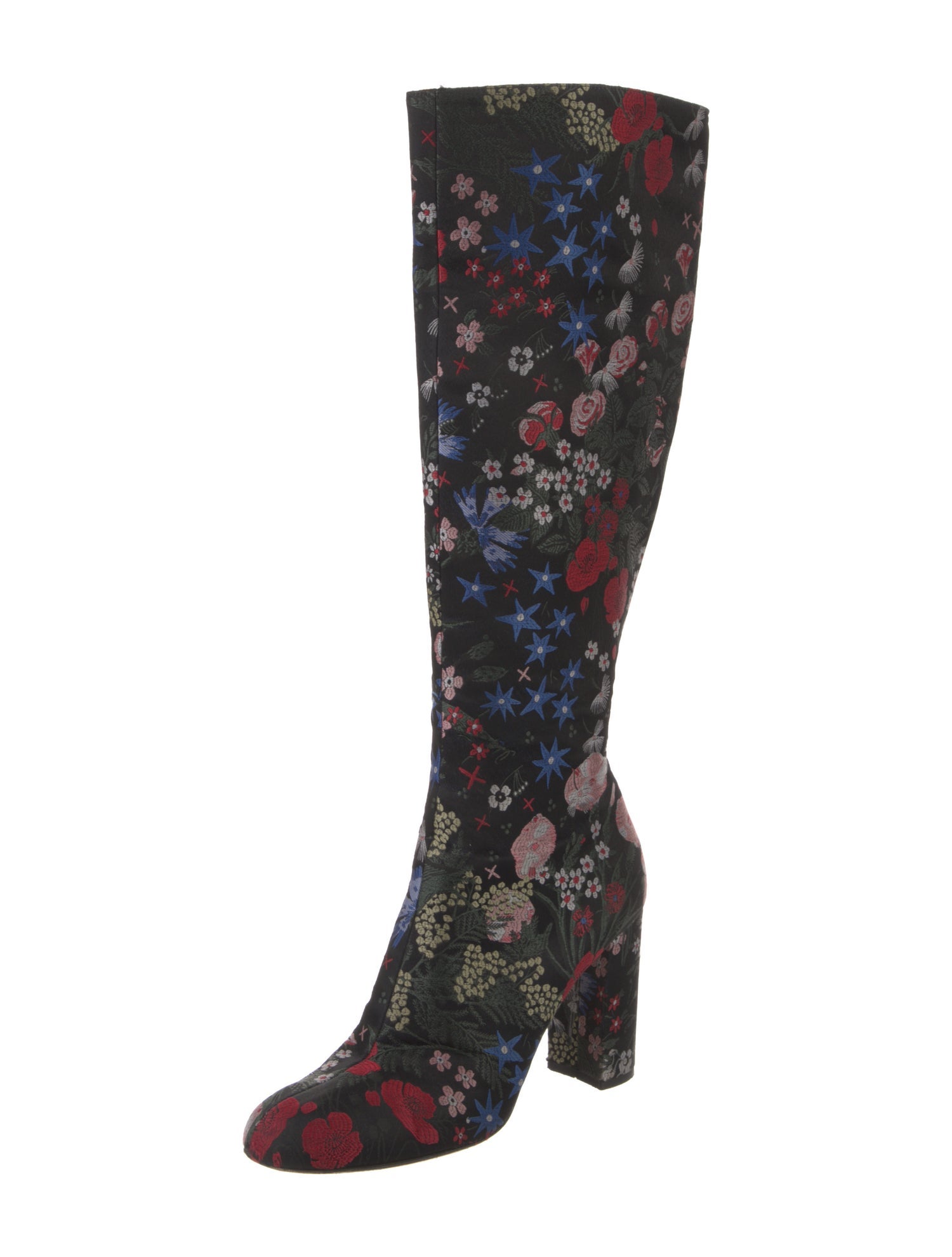 Valentino Floral Print Embroidered Accent Boots