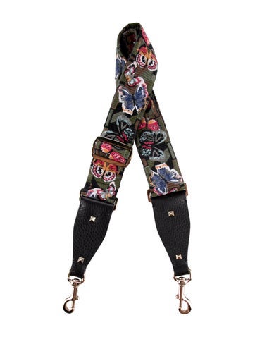 Valentino Bag Accessories Green Pattern Embroidered Strap