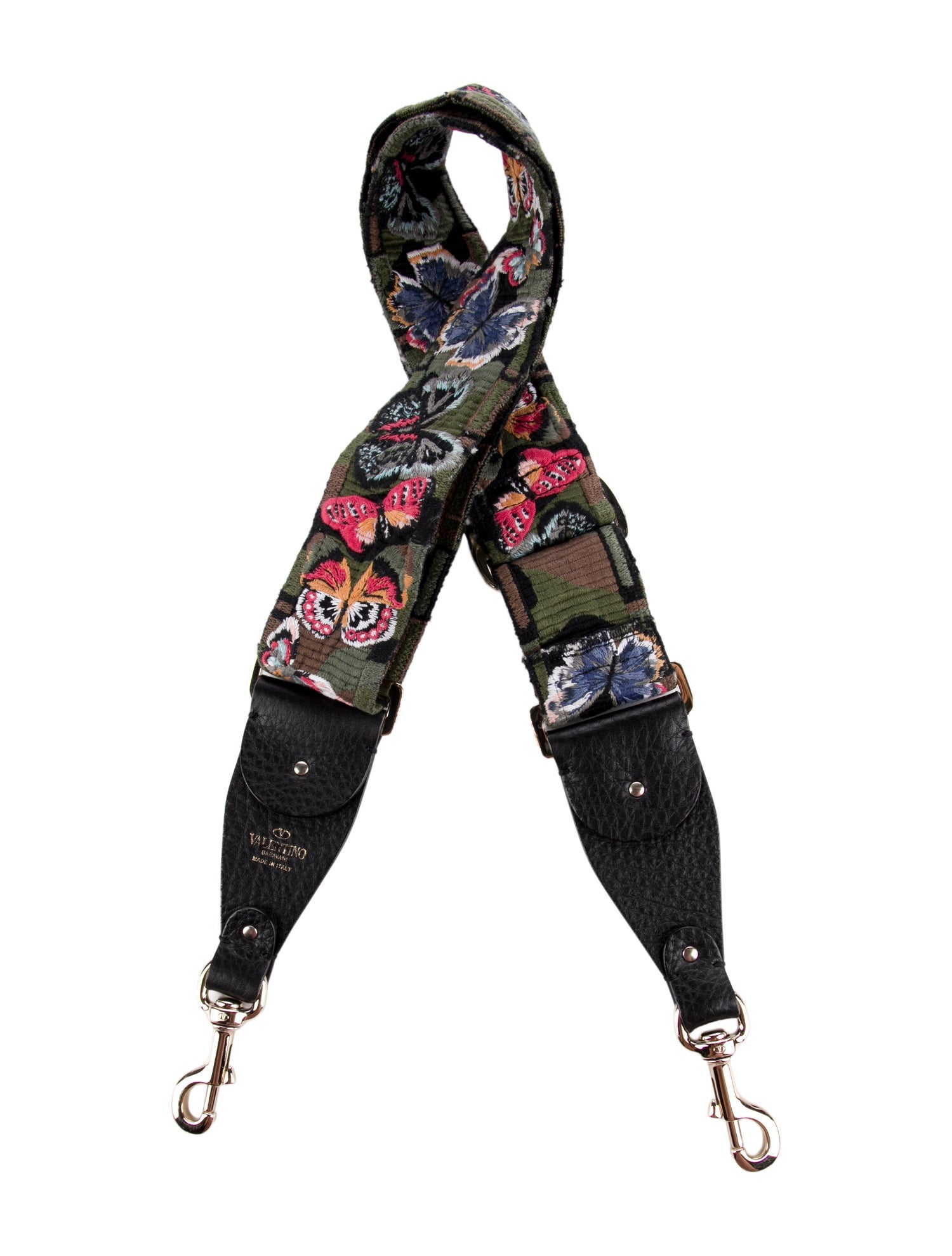 Valentino Green Pattern Embroidered Bag Strap