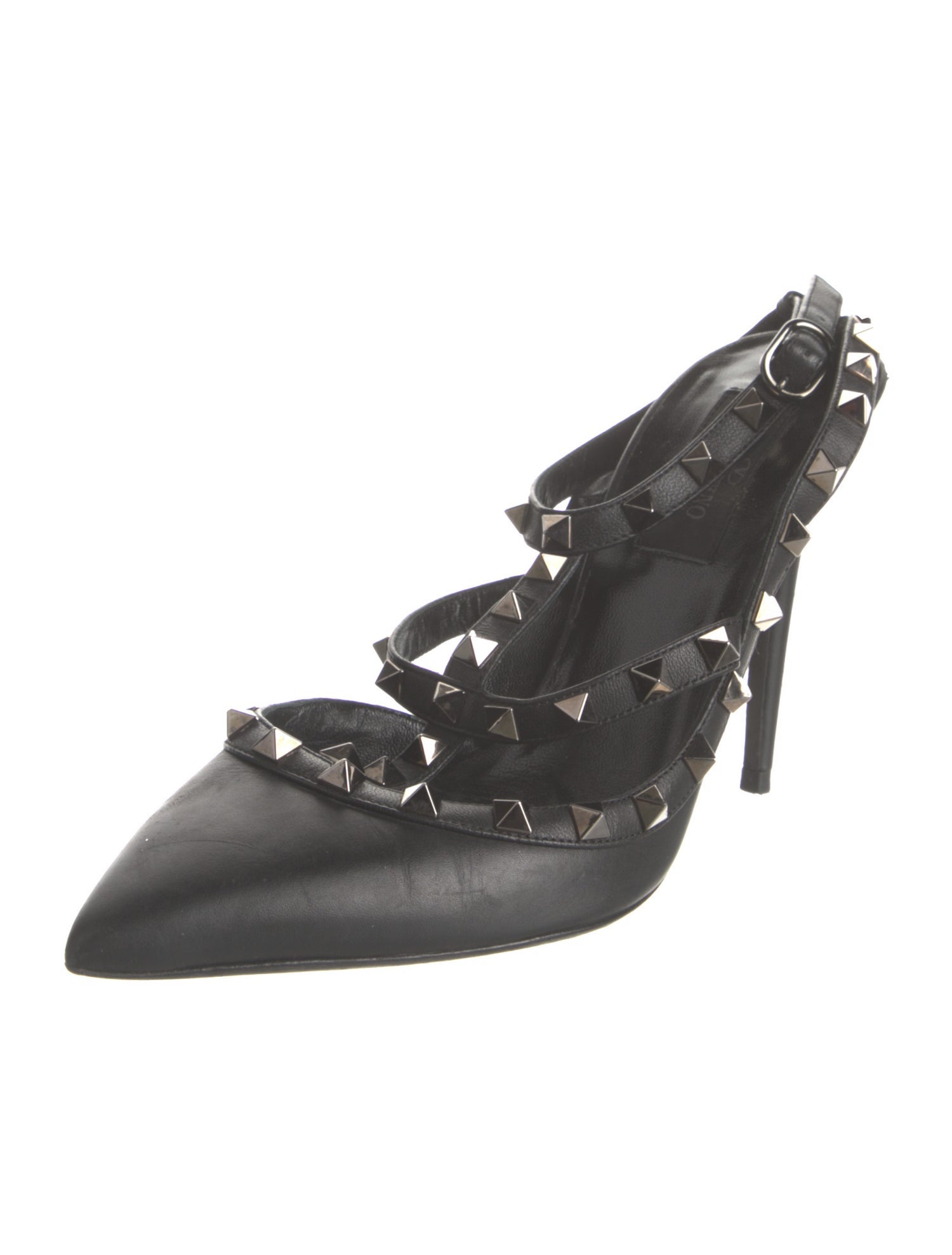 Valentino Rockstud Accents Leather Slingback Pumps