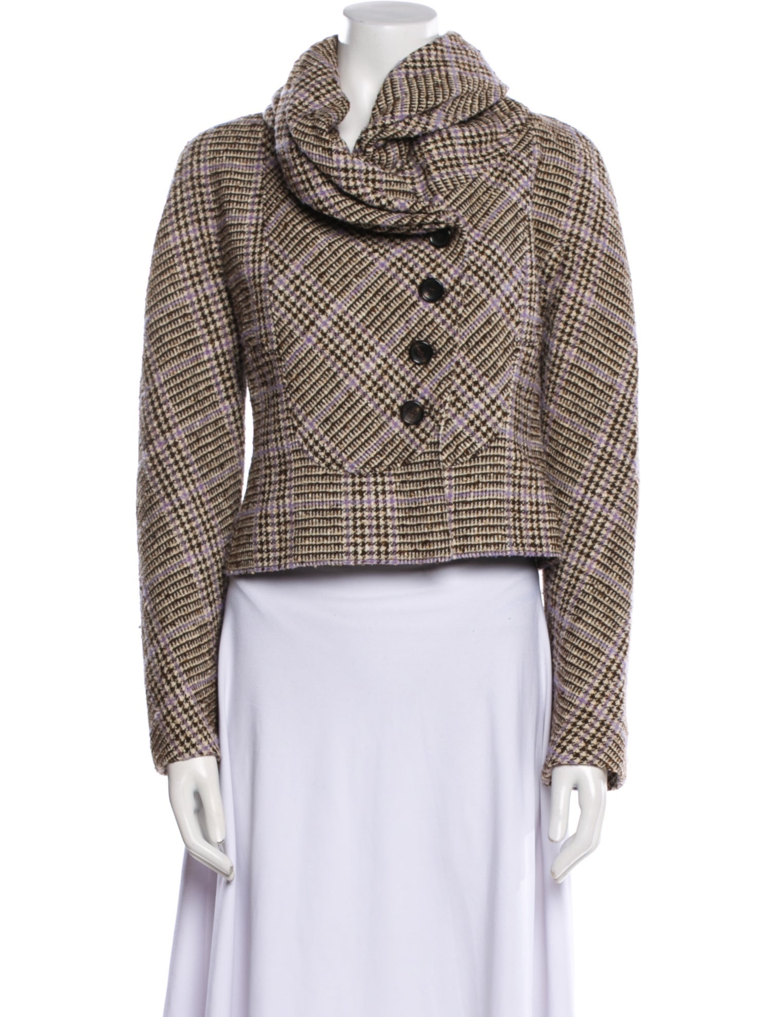 Valentino Wool Plaid Print Jacket