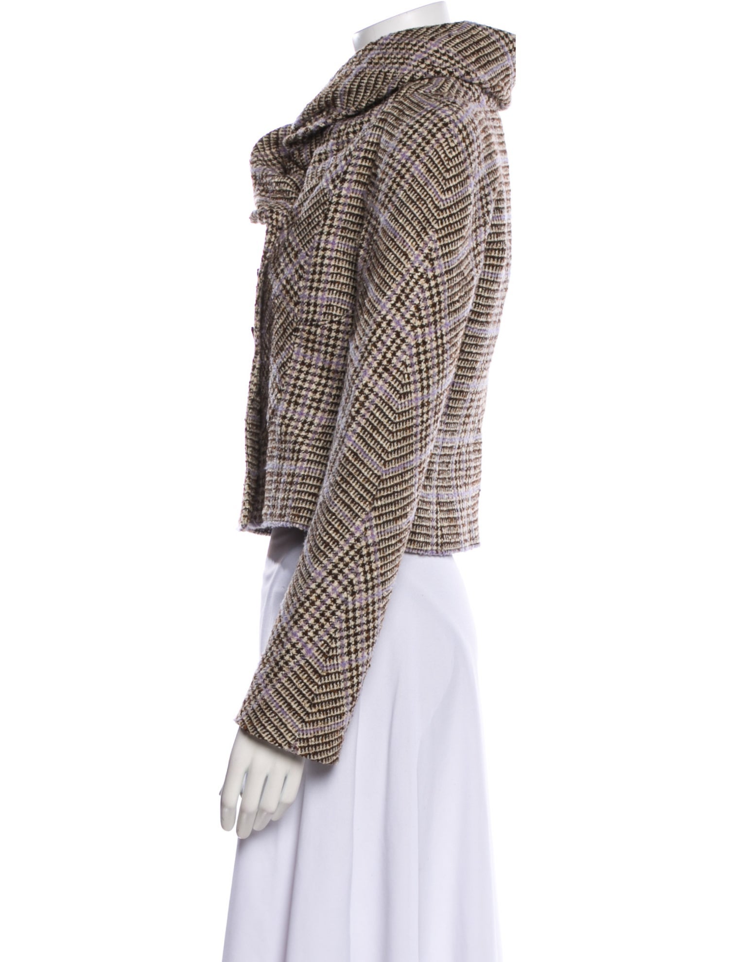 Valentino Wool Plaid Print Jacket