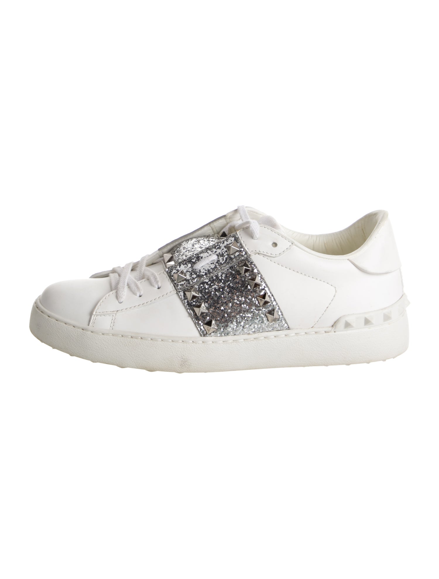 Valentino Rockstud Accents Leather Sneakers