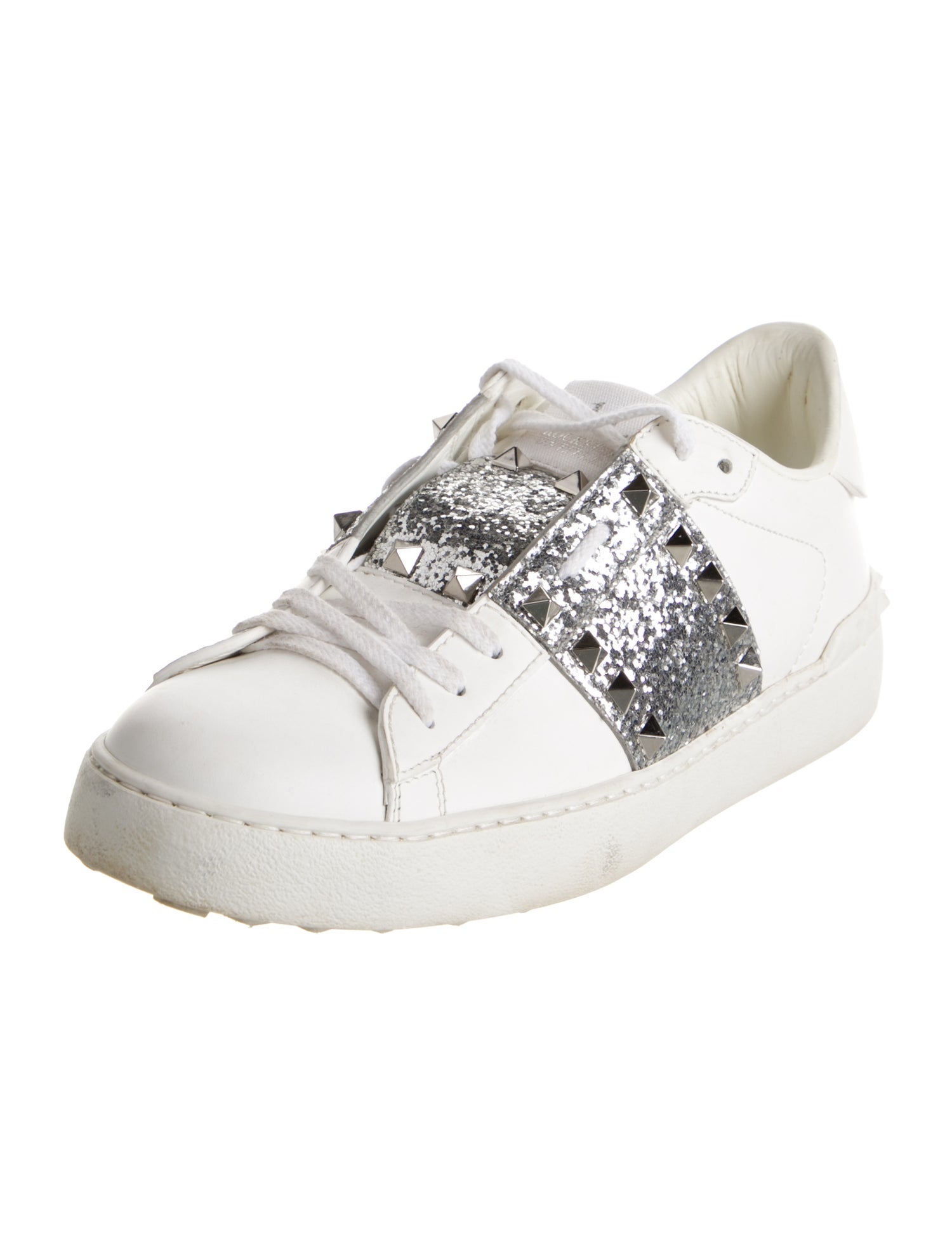 Valentino Rockstud Accents Leather Sneakers