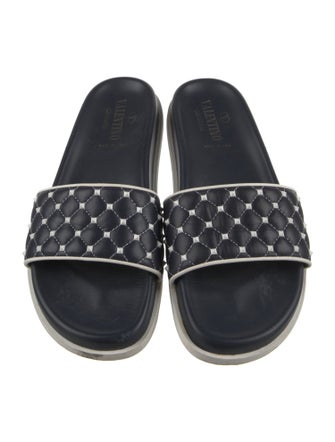 Valentino Rockstud Accents Leather Slides