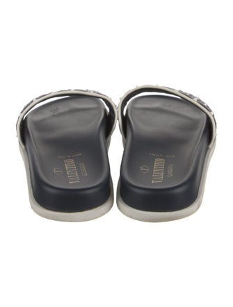 Valentino Rockstud Accents Leather Slides