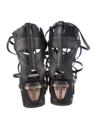 Valentino Leather Fringe Trim Accent