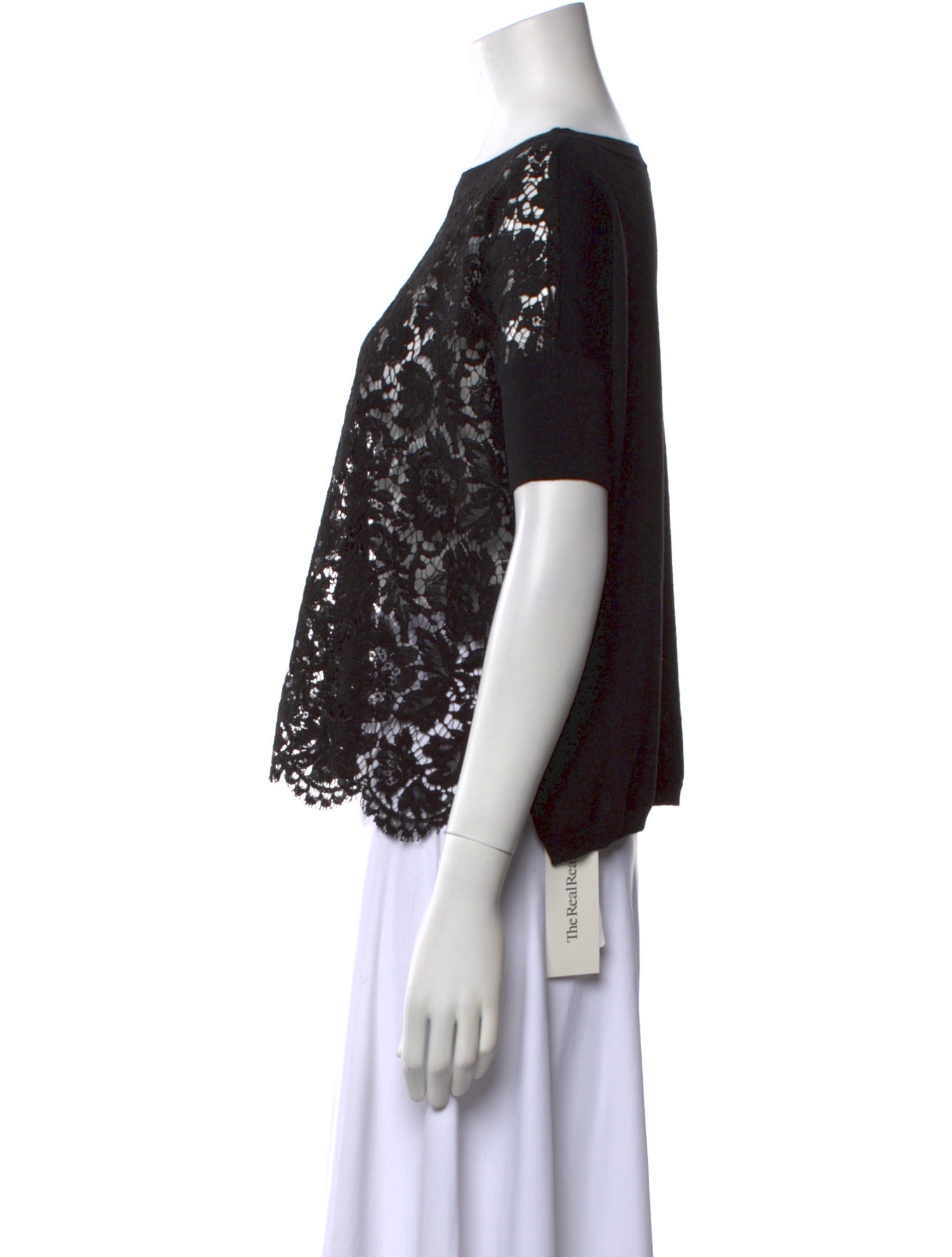 Valentino Lace Pattern Bateau Neckline Top