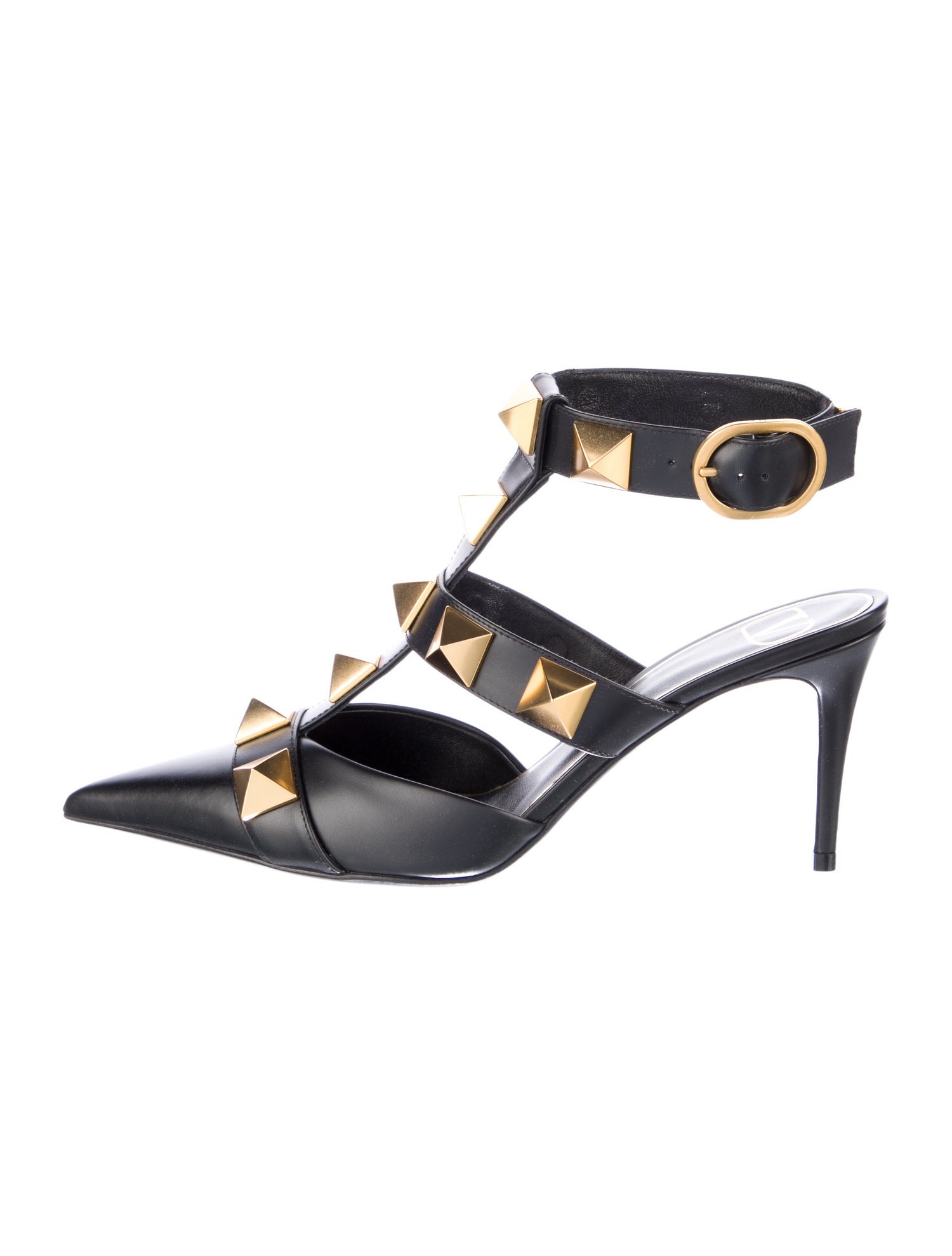 Valentino Rockstud Accents Leather T-Strap Pumps