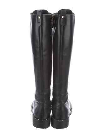 Valentino Rockstud Accents Leather Combat Boots