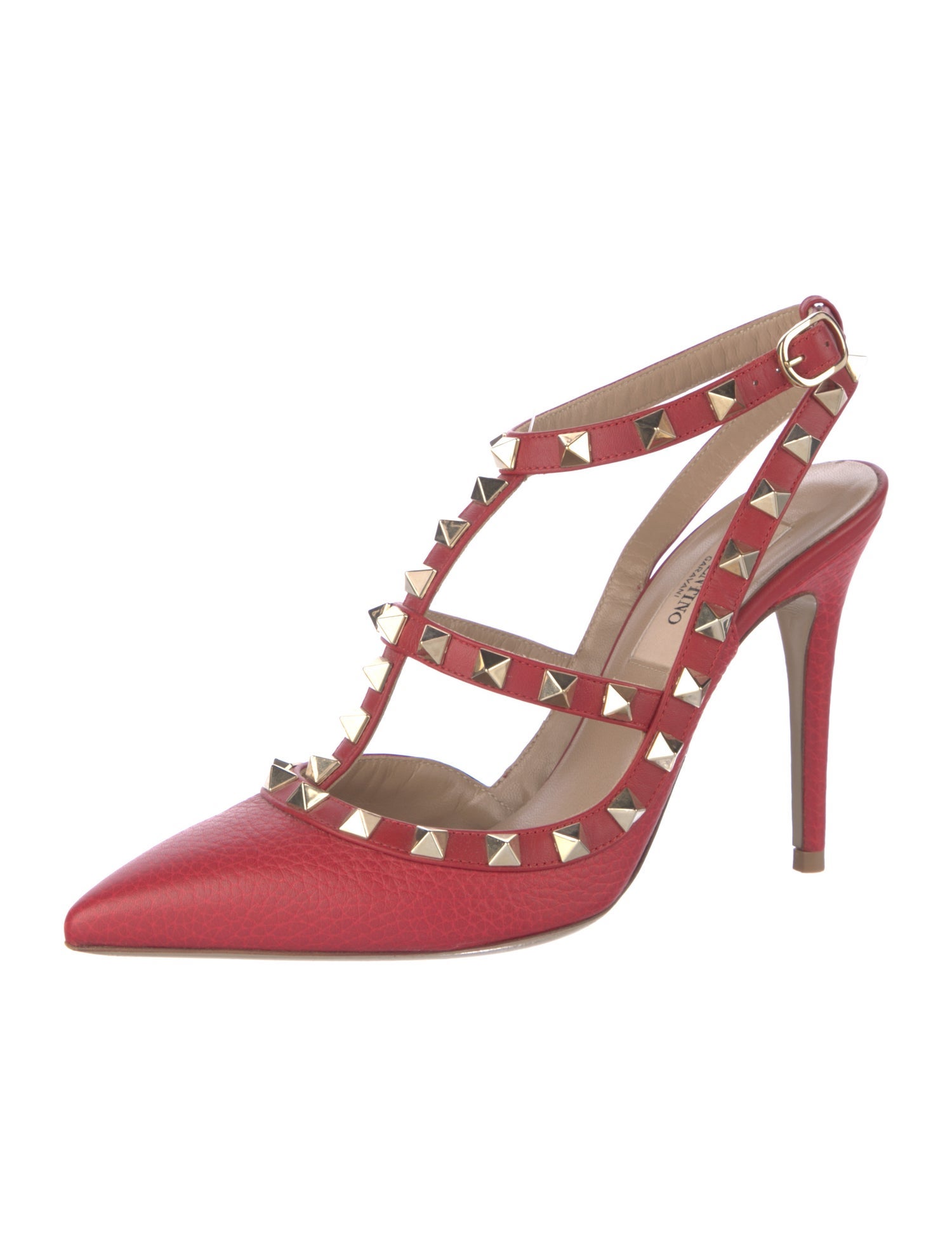 Valentino Rockstud Accents Leather T-Strap Pumps