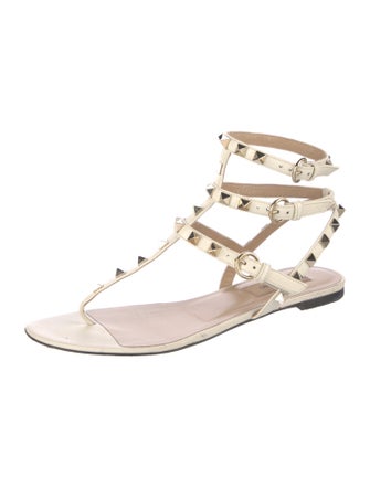 Valentino Rockstud Accents Leather Gladiator Sandals