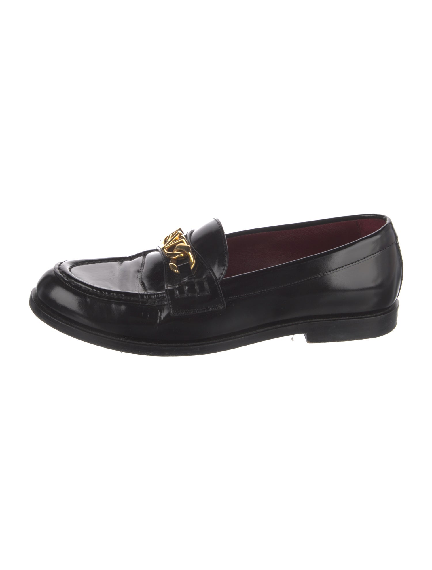 Valentino Leather Chain-Link Accents Loafers