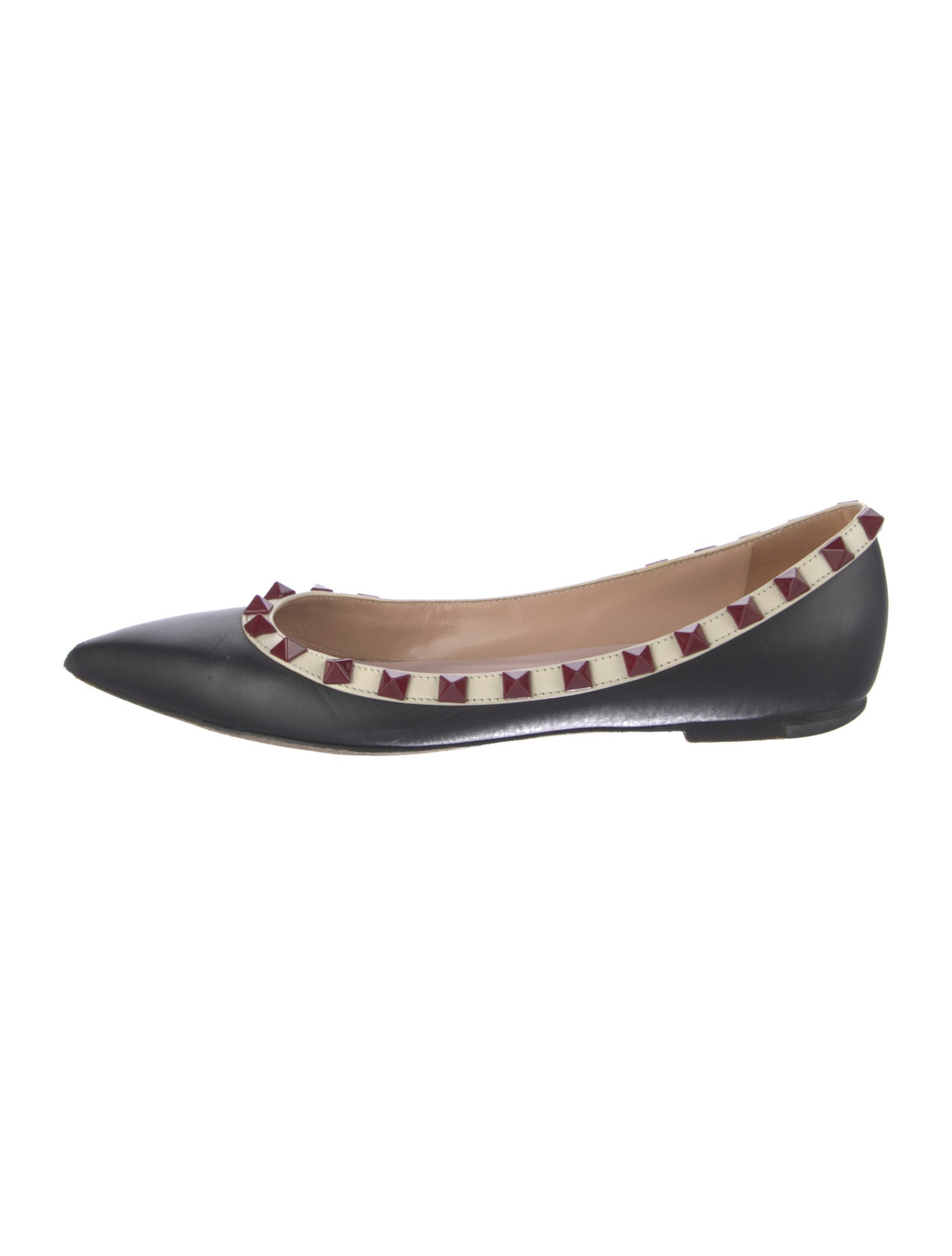 Valentino Rockstud Accents Leather Ballet Flats