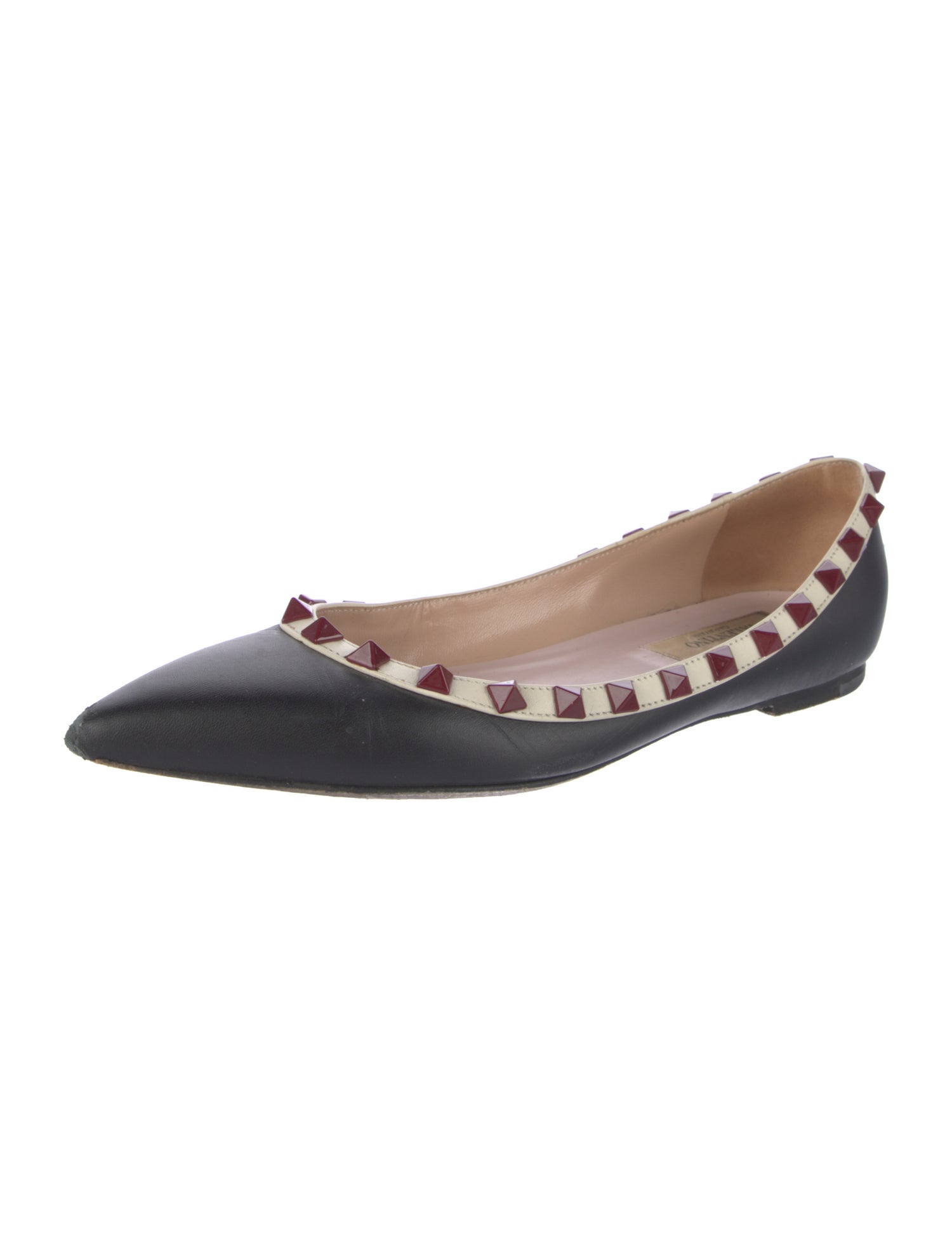 Valentino Rockstud Accents Leather Ballet Flats