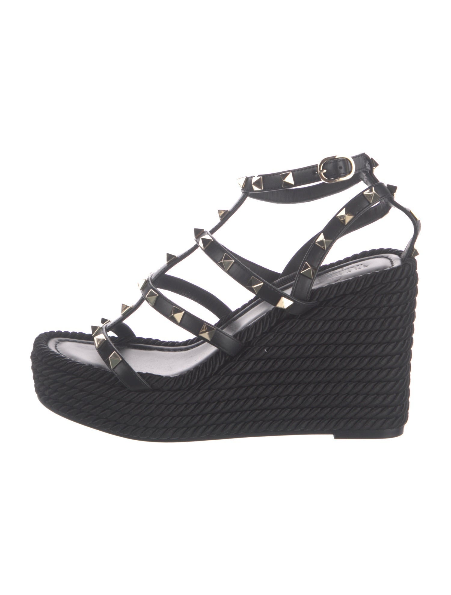 Valentino Rockstud Accents Leather Espadrilles
