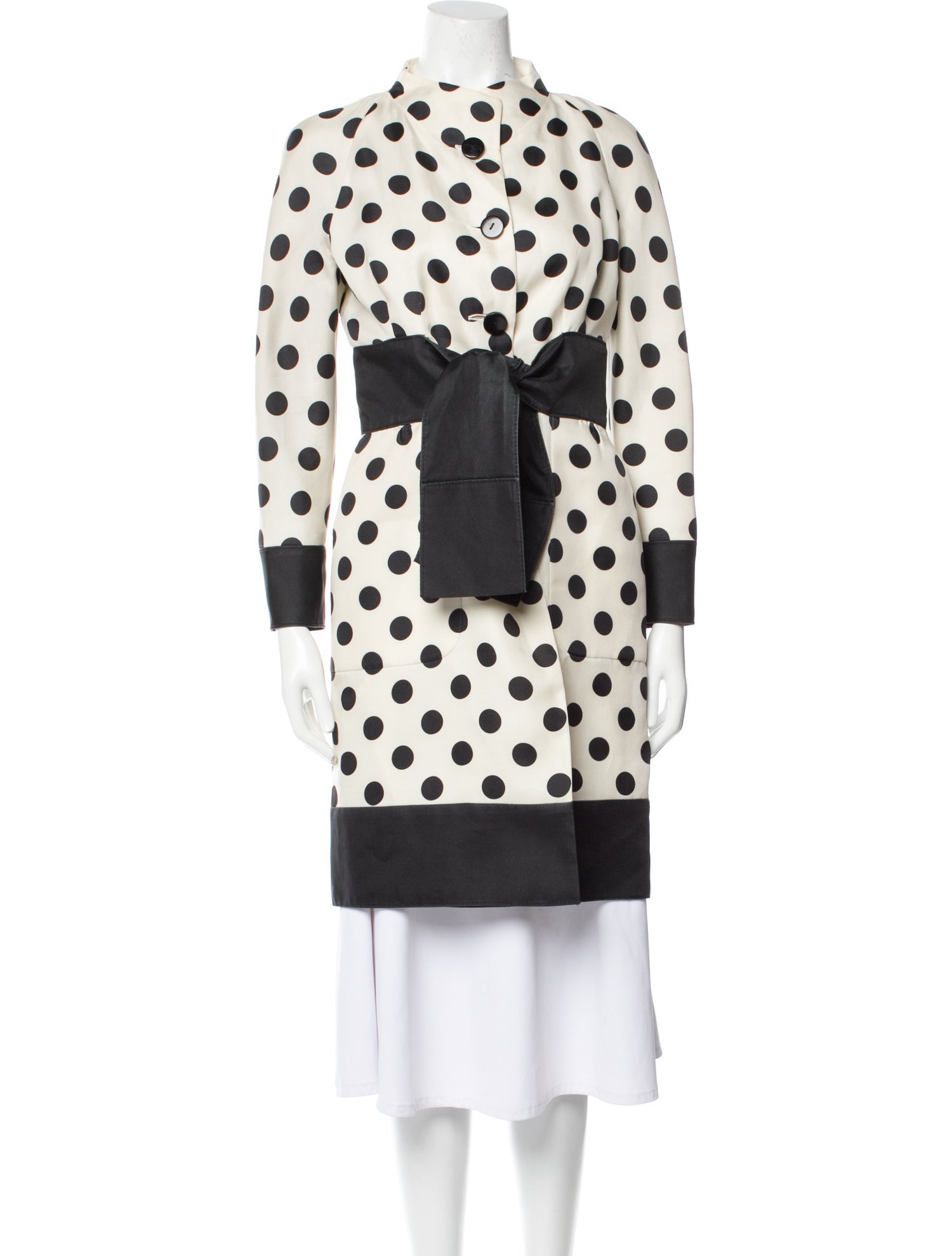 Valentino Silk Polka Dot Print Trench Coat