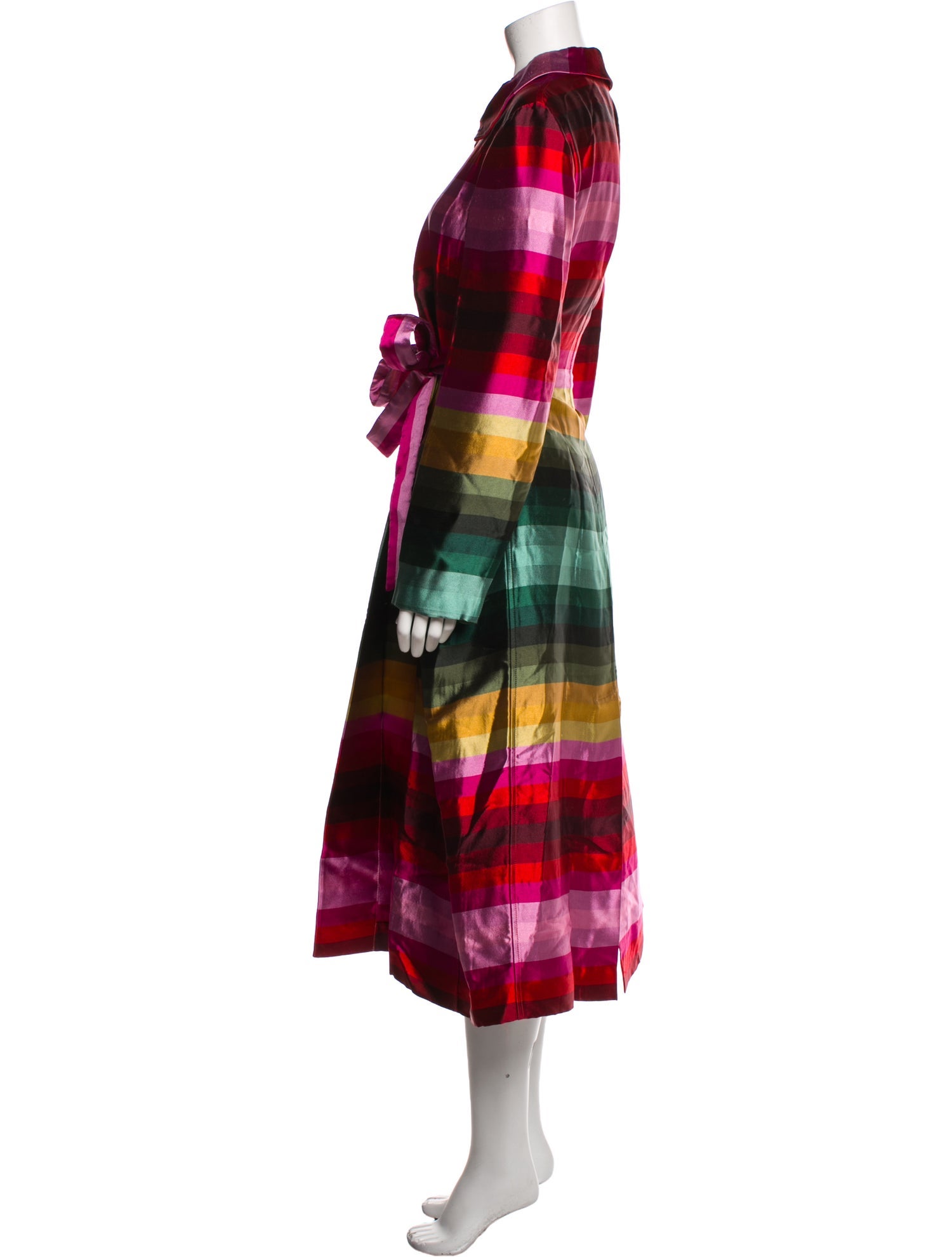 Valentino Silk Plaid Print Trench Coat w/ Tags