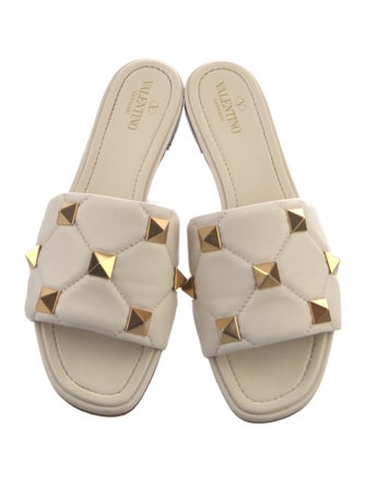 Valentino Rockstud Accents Leather Slides