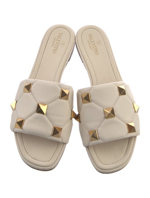 Valentino Rockstud Accents Leather Slides