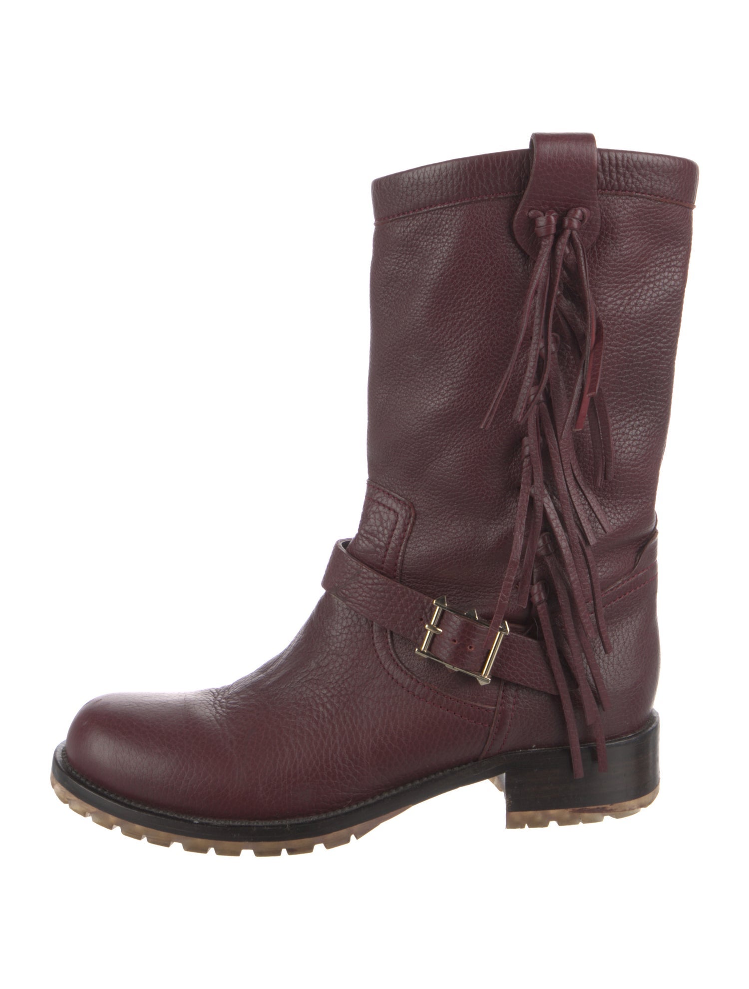 Valentino Rockstud Accents Leather Moto Boots