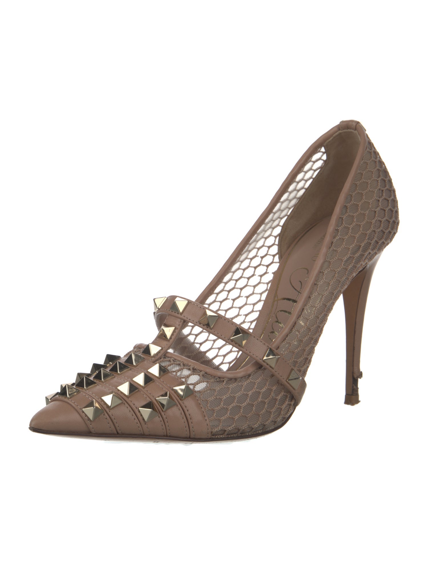 Valentino Rockstud Accents Mesh Slingback Pumps