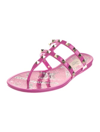 Valentino Rockstud Accents Rubber Flip Flops