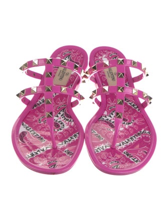 Valentino Rockstud Accents Rubber Flip Flops