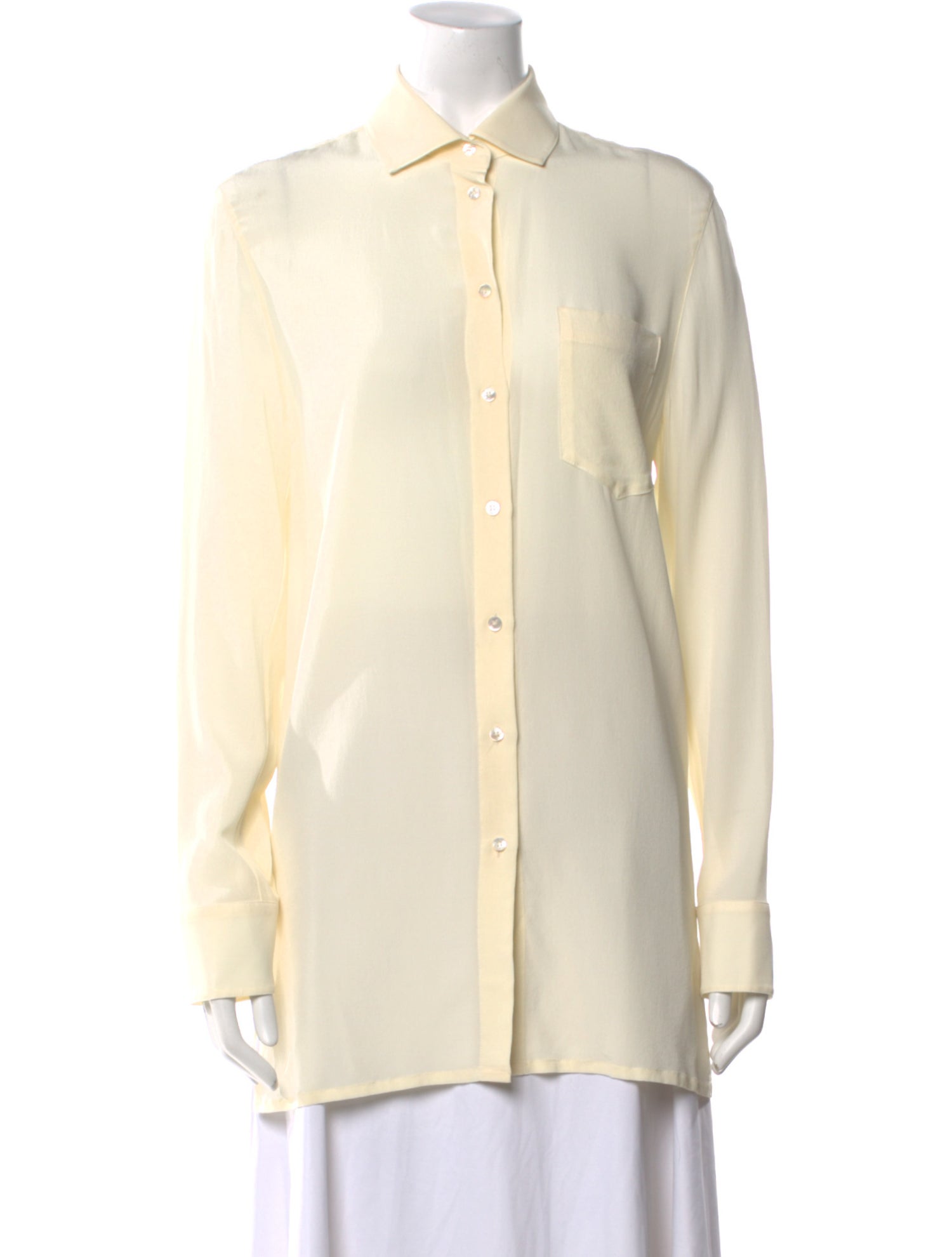 Valentino Silk Long Sleeve Button-Up Top