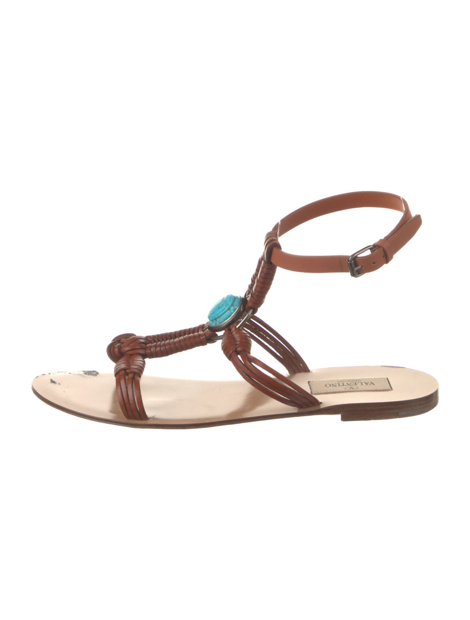 Valentino Leather Braided Accents Gladiator Sandals