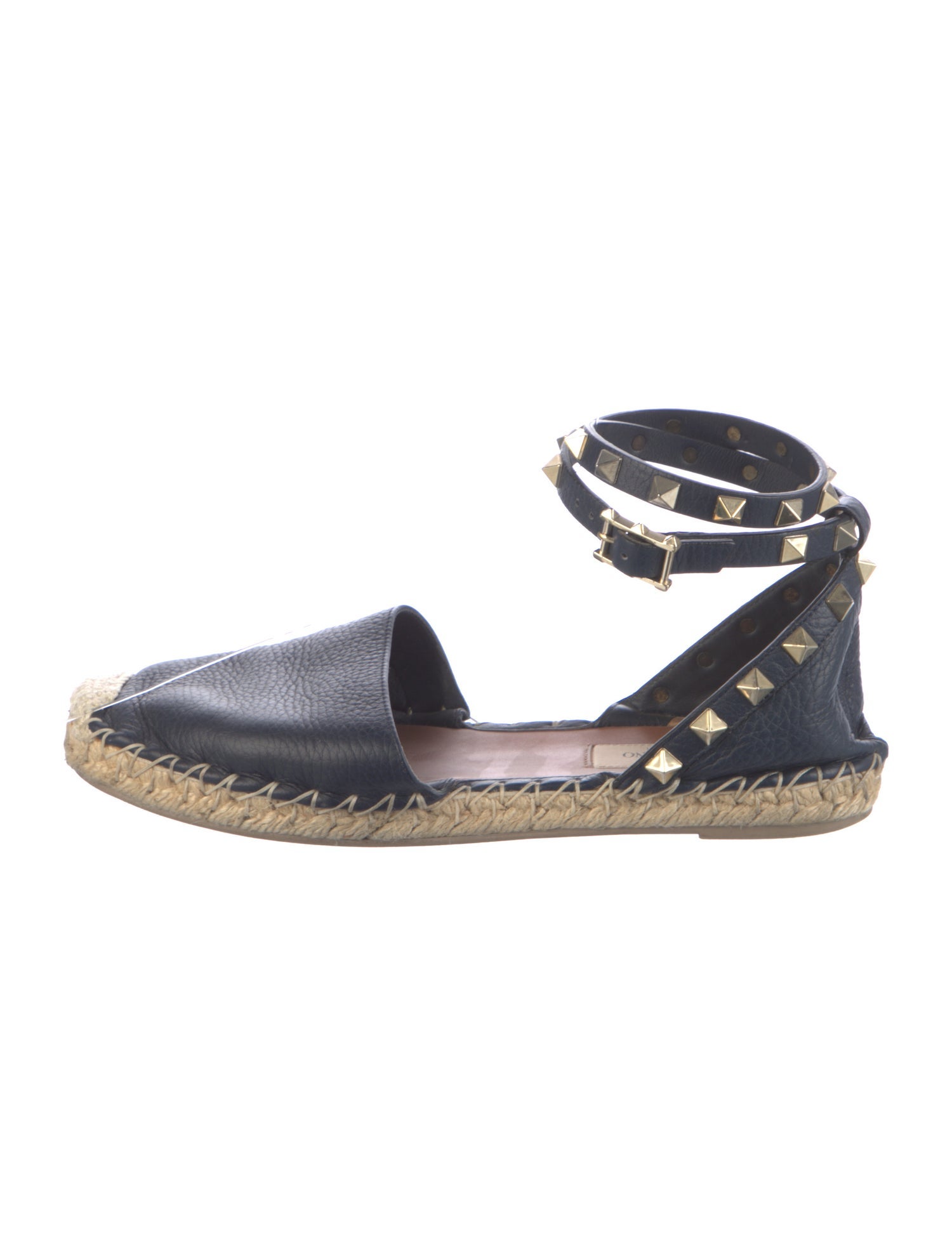 Valentino Rockstud Accents Leather Espadrilles