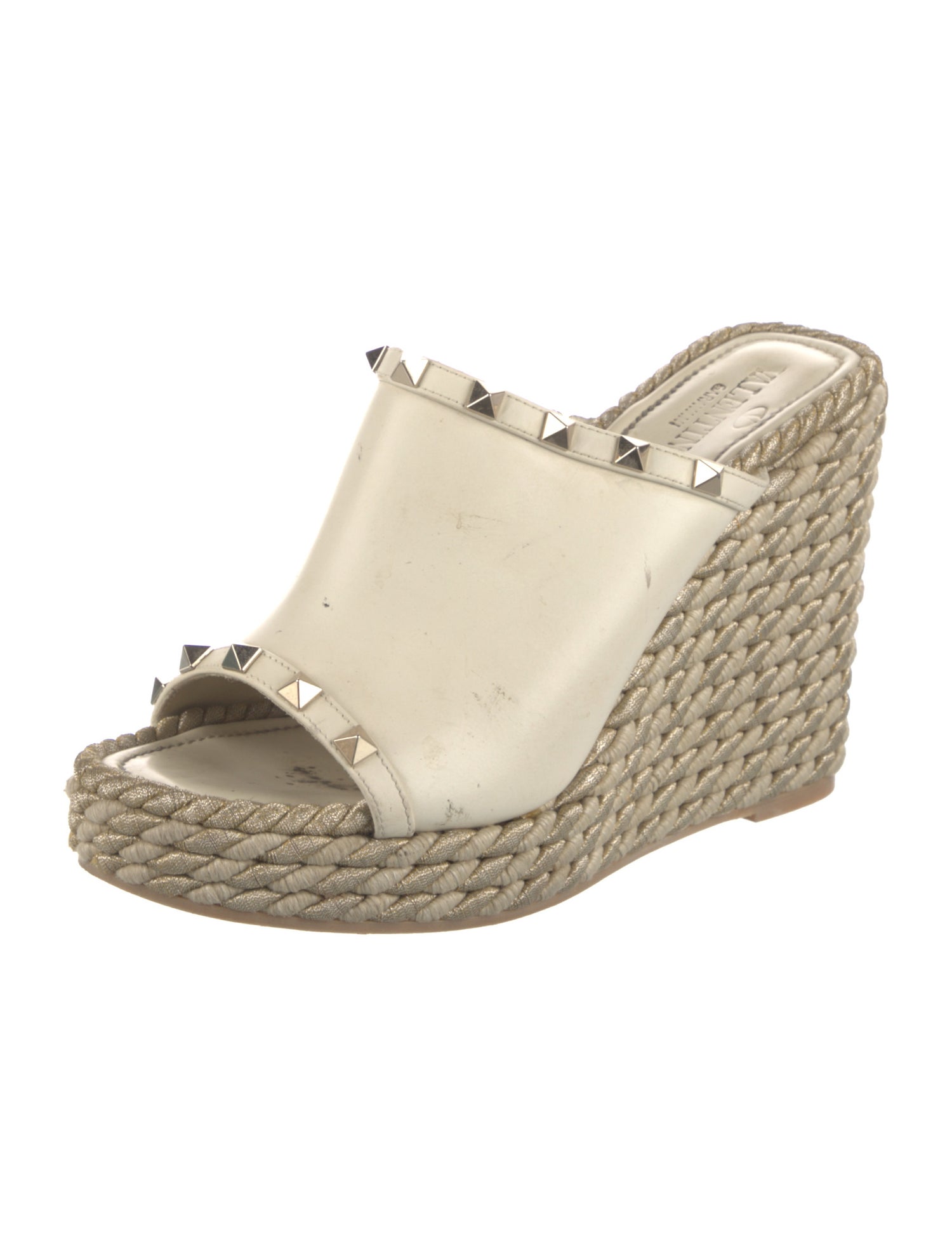 Valentino Rockstud Accents Leather Espadrilles